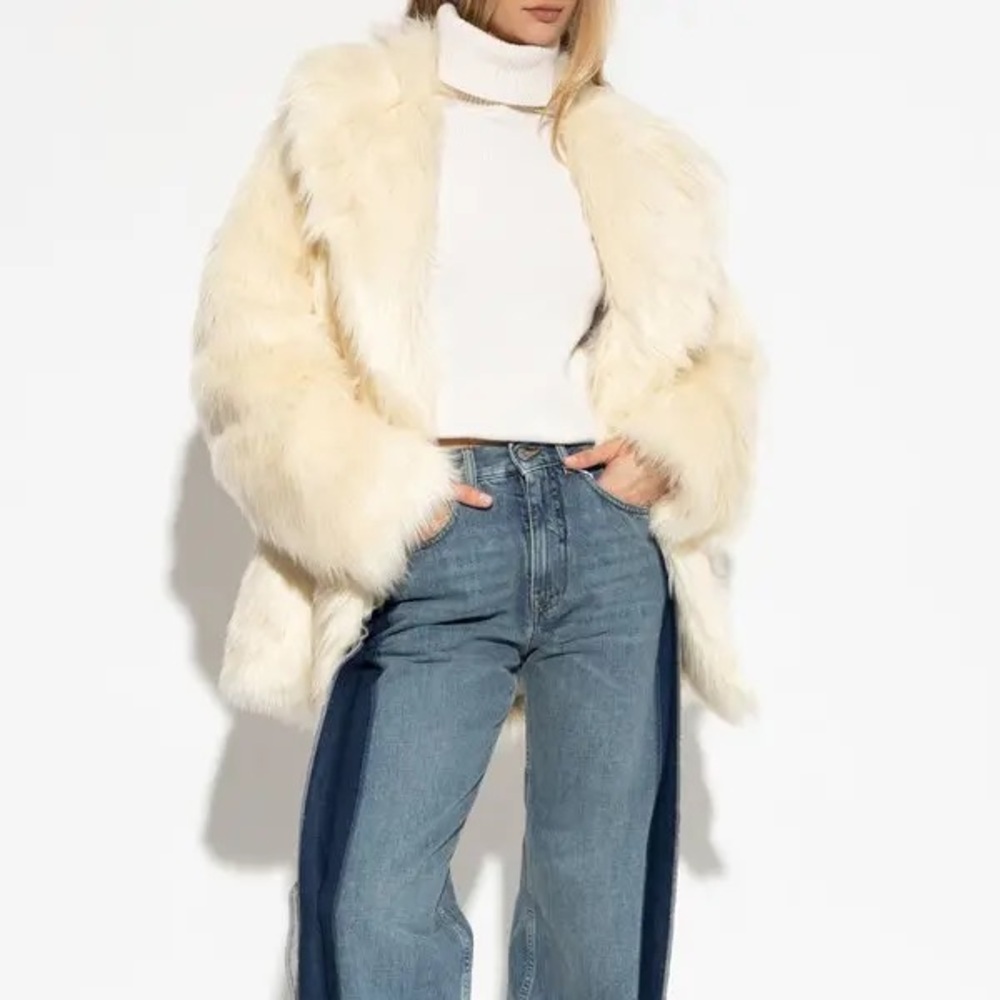 Stand Studio Katalina Faux Fur Jacket Coat XS NWT Cream - Picture 2 of 2
